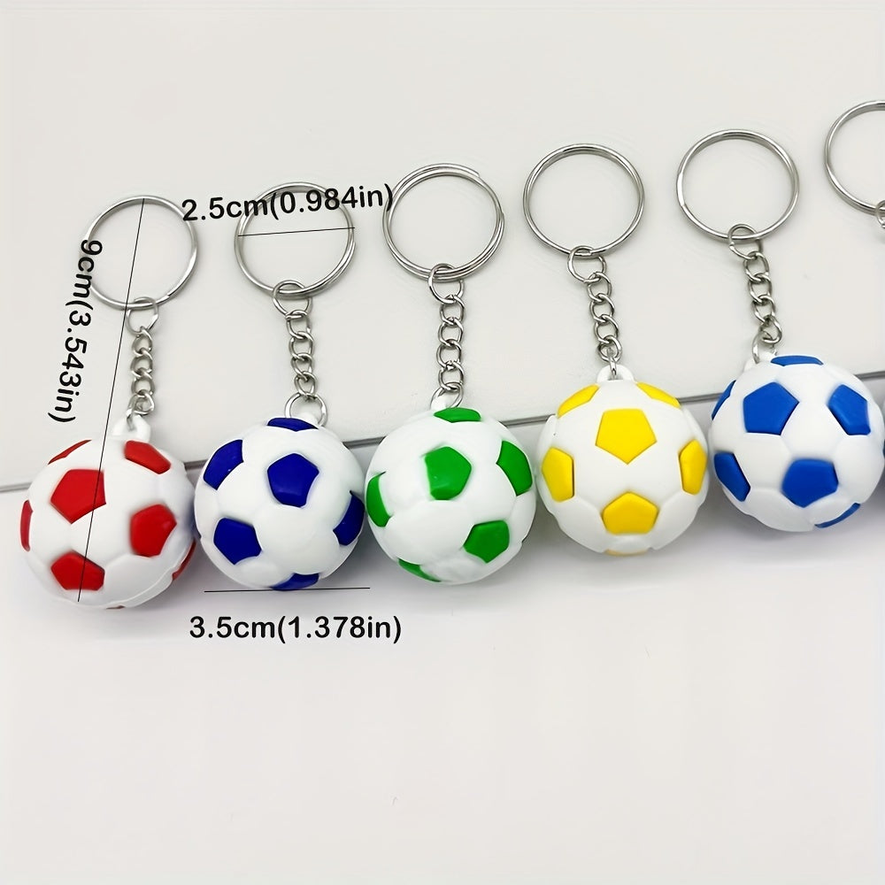 Conjunto de 6 llaveros de fútbol en PVC, colgantes y charms para bolsa