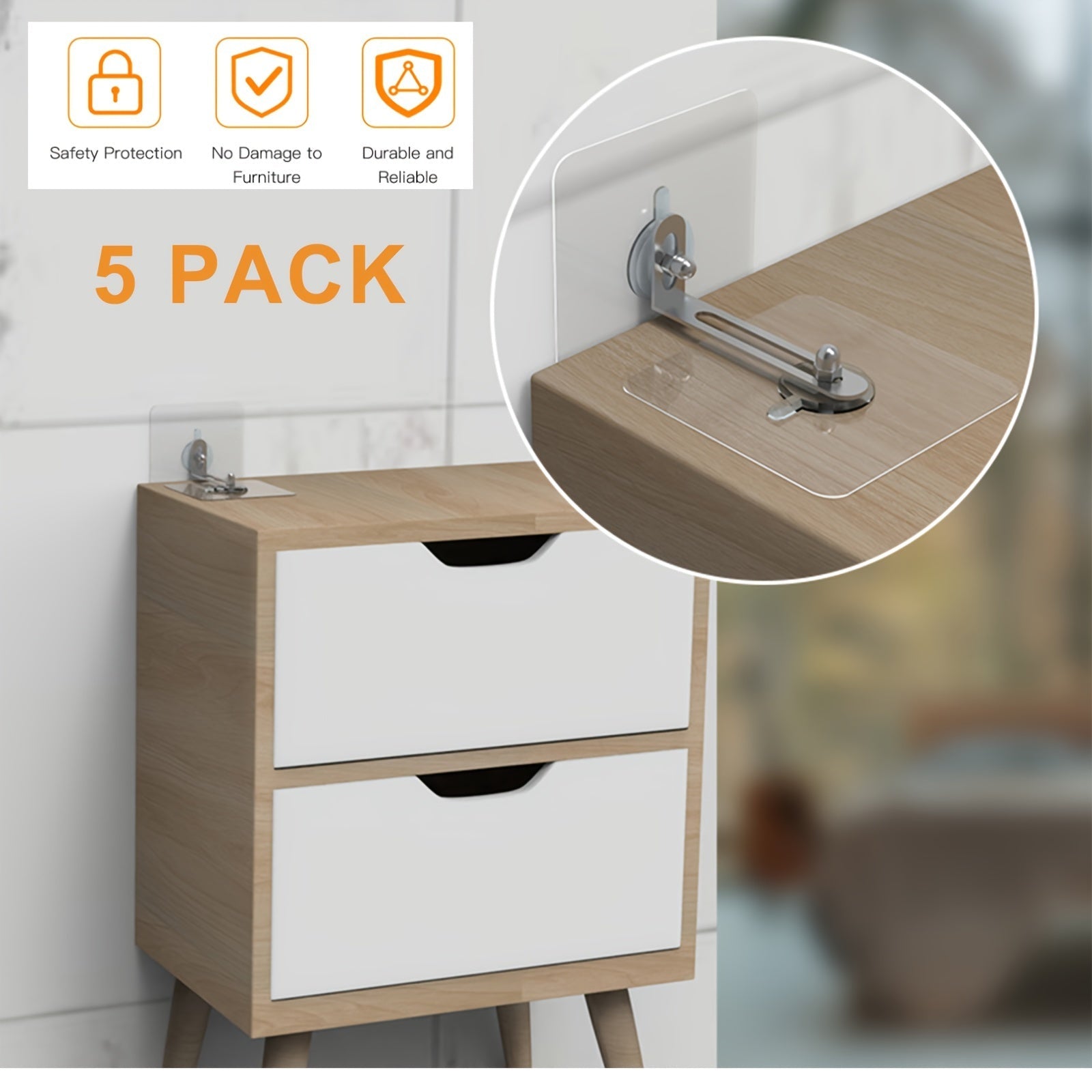 Aluminum Furniture Anchors Set for Baby Proofing Anti-Tip Seismic Safety