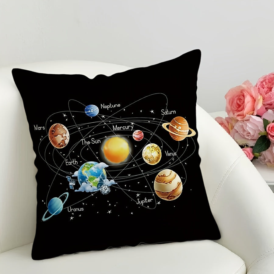 Galaxy Print Throw Pillow Cover Polyester 45cm Square Modern Home Decor