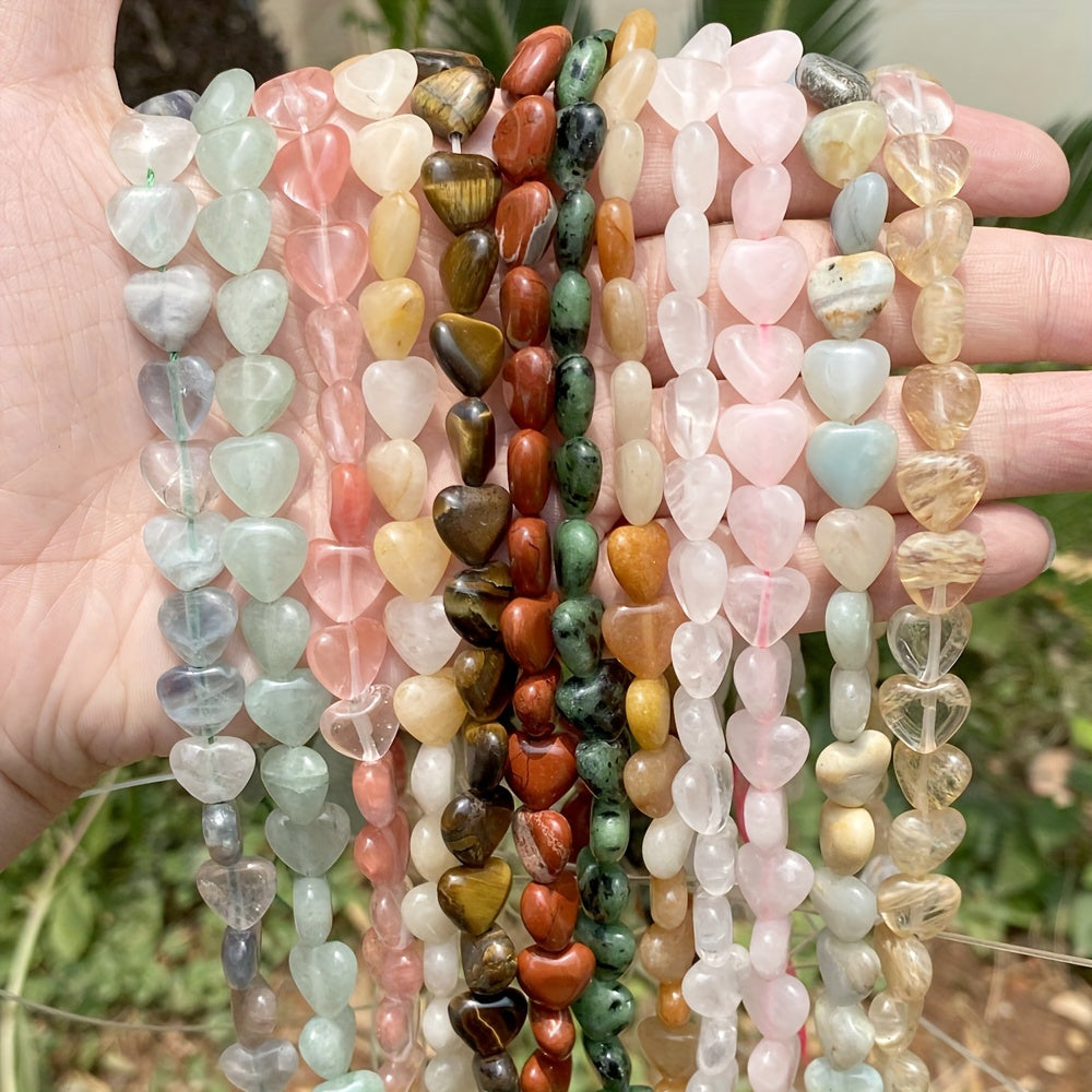 Heart-Shaped Stones Set 10mm Rose Quartz Lapis Lazuli Amazonite for Jewelry Making