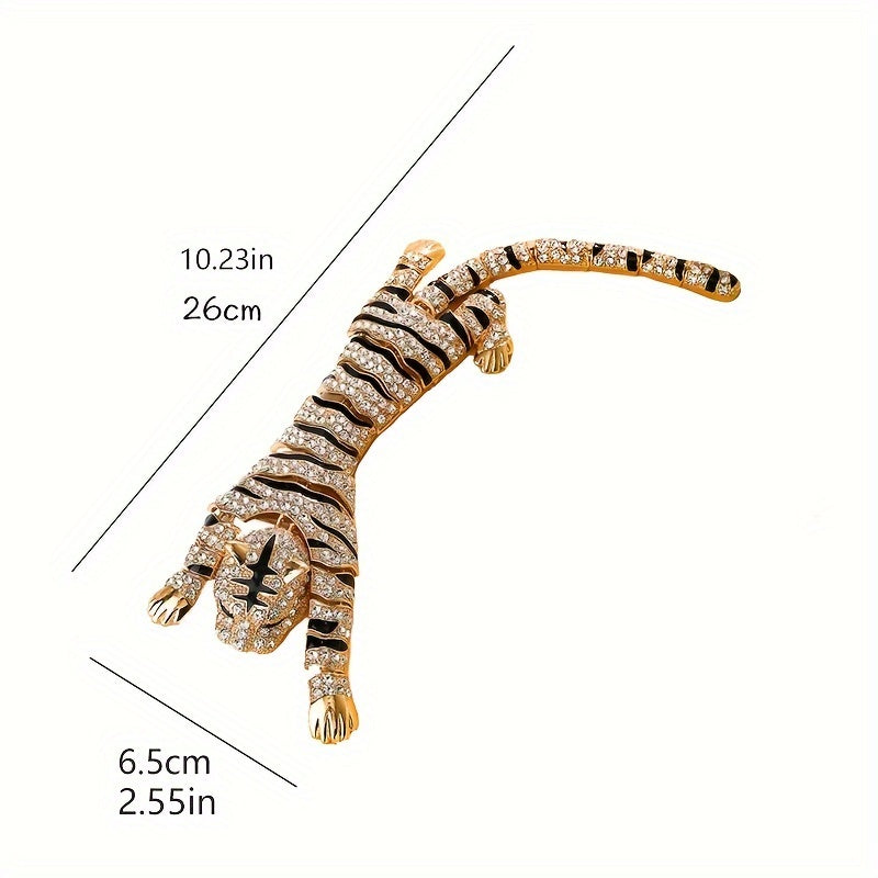 Large Tiger Brooches with Rhinestones and Animal-Themed Shawl Pins for Men and Women