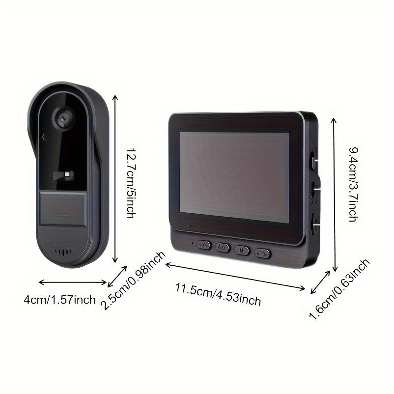 2 dona Video Dveri Qo'ng'irog'i, 4.3 dyuymli ekran, Infraqizil kechasi ko'rish, ikki tomonlama video qo'ng'iroq, uzoq batareya muddati, uy, ofis, do'kon uchun