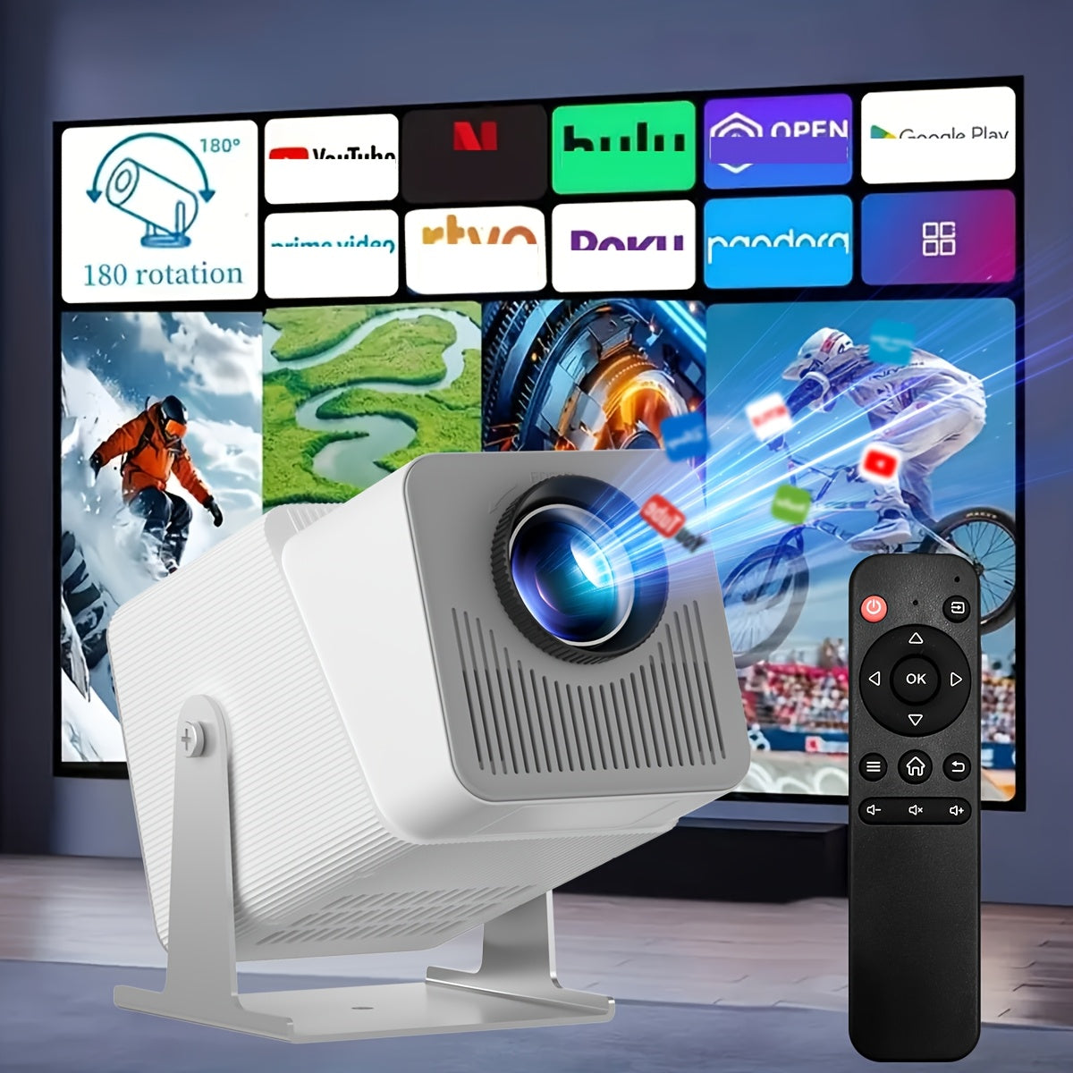 Мини-проектор 4K видео с WiFi 5G, Android OS, яркость 260 ANSI