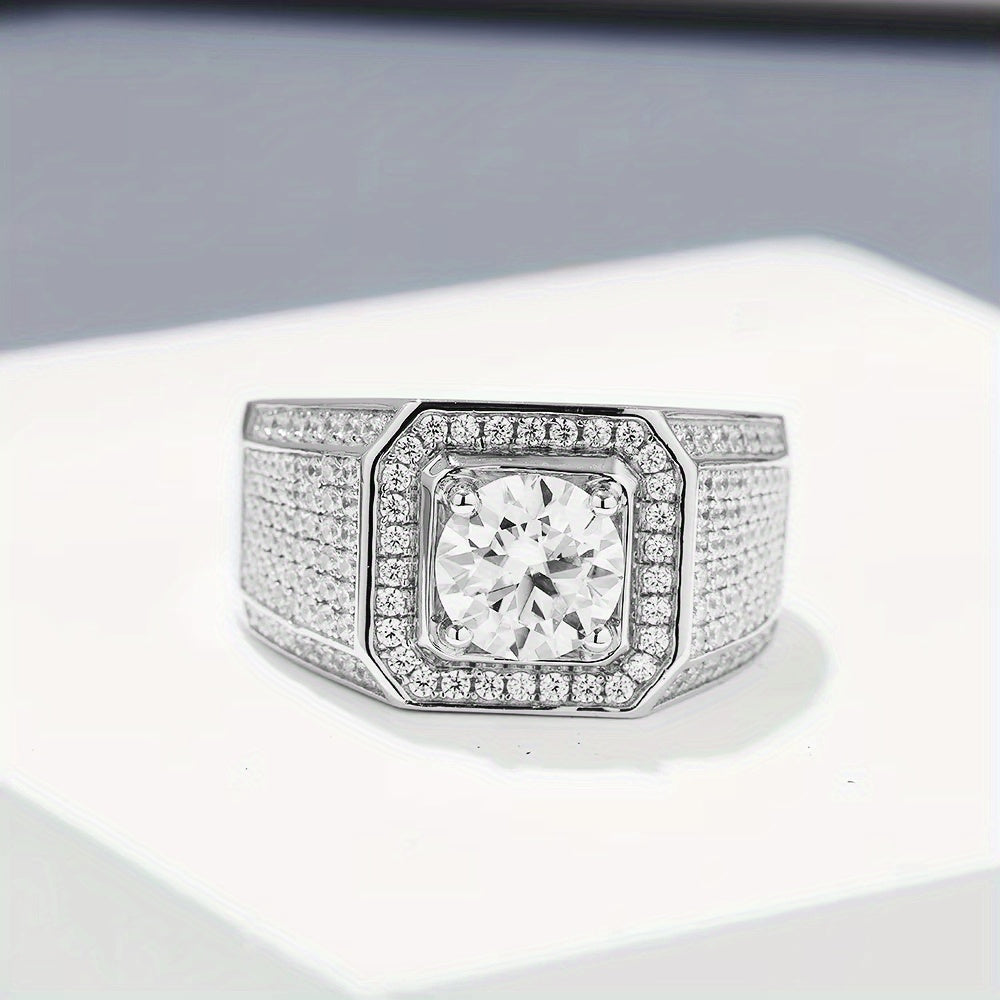 Sterling Silver Engagement Ring with Moissanite 18K Gold Plating for Weddings