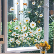 Dual-Sided Reusable Daisy Flower Window Cling for Bedroom and Study Glass Decor