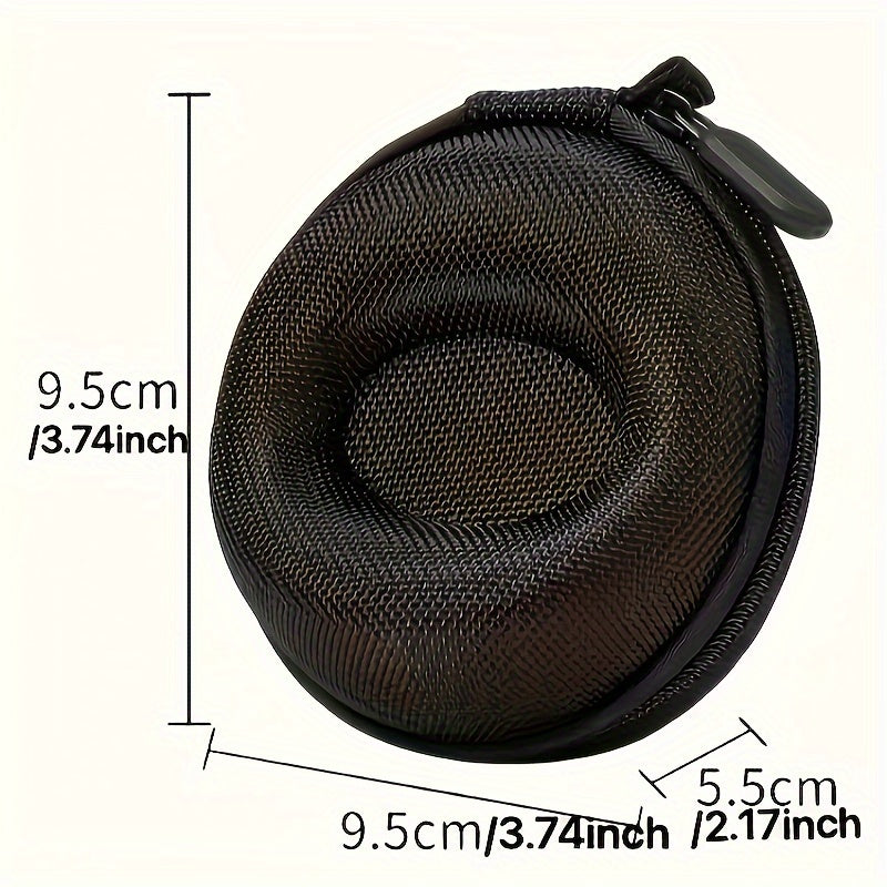 Black Round Portable Watch Case with Fabric Lining for Watches and Accessories