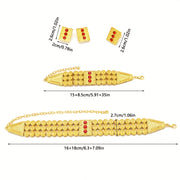 Set of 4 Boho Tribal Jewelry Pieces Necklace Earrings Ring Bracelet 24K Gold Plated Synthetic Zirconia