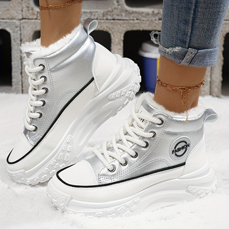 Women's Fleece-Lined Thick-Soled Ankle Boots and Running Shoes Warm Winter