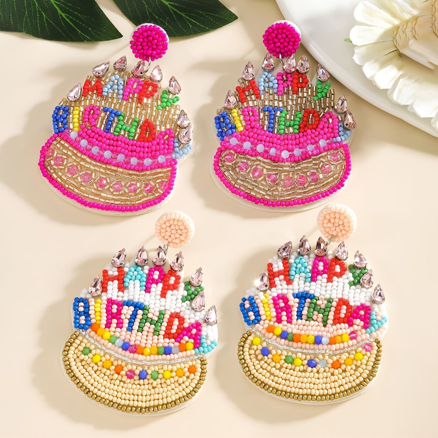 Pendientes de pastel de cuentas bohemias para mujer, colgantes de pedrería, pasadores de acero inoxidable