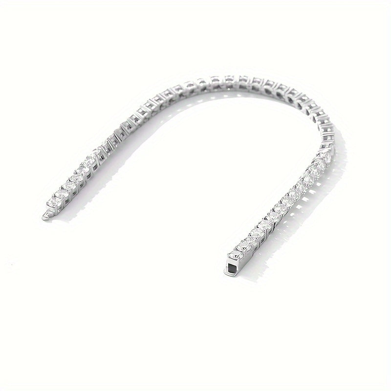 Sterling Silver Moissanite Tennis Bracelet 4mm Invisible Clasp Unisex Jewelry