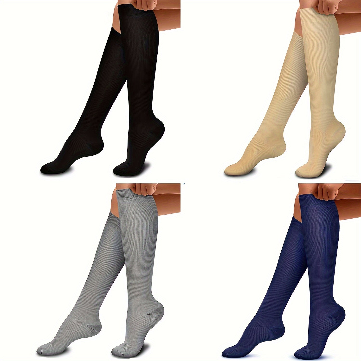Unisex Compression Socks 6 Pairs Breathable Knit Sports Stockings for Running Cycling Basketball Football Hiking