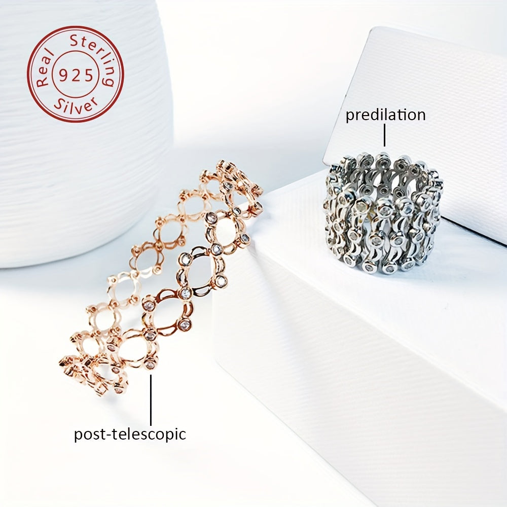 Sterling Silver Transformable Ring Bracelet Cubic Zirconia Jewelry Unisex