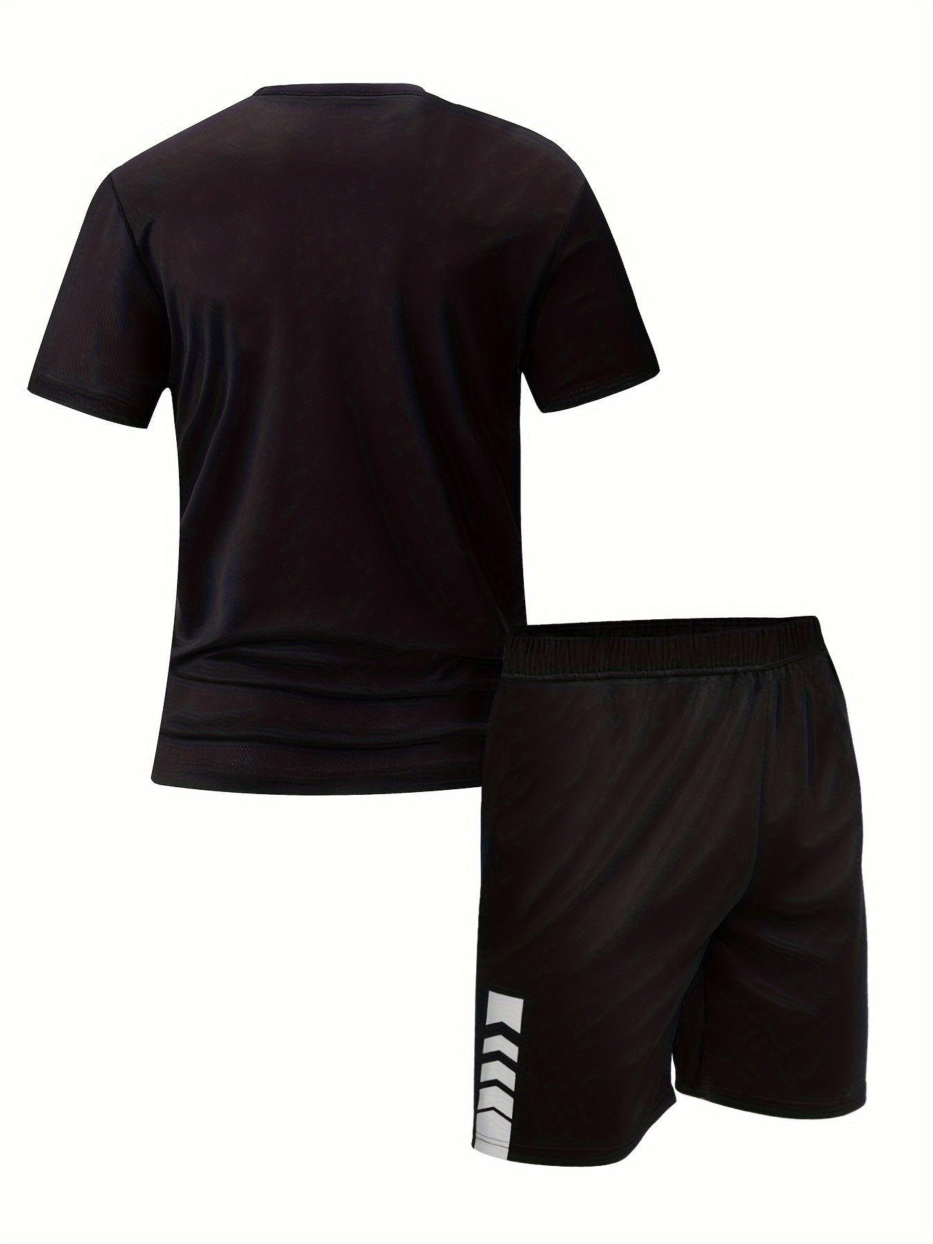 Men's Summer Outfit Set Short-Sleeve Crew Neck Shirt and Shorts Polyester Print