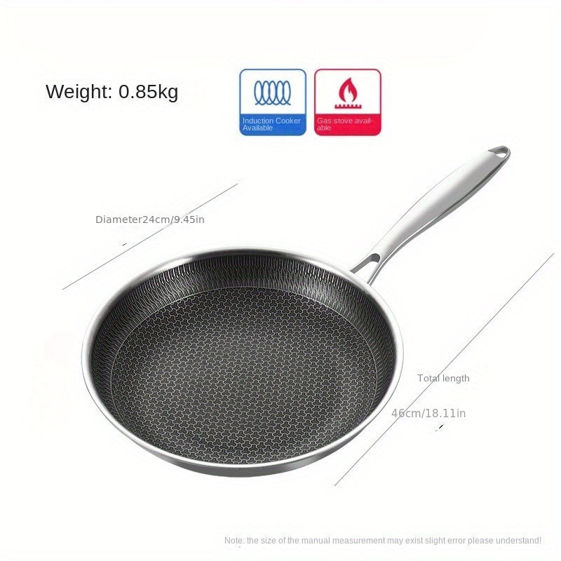 304 Stainless Steel Skillet with Non-Stick Honeycomb Coating for Eggs and Steaks