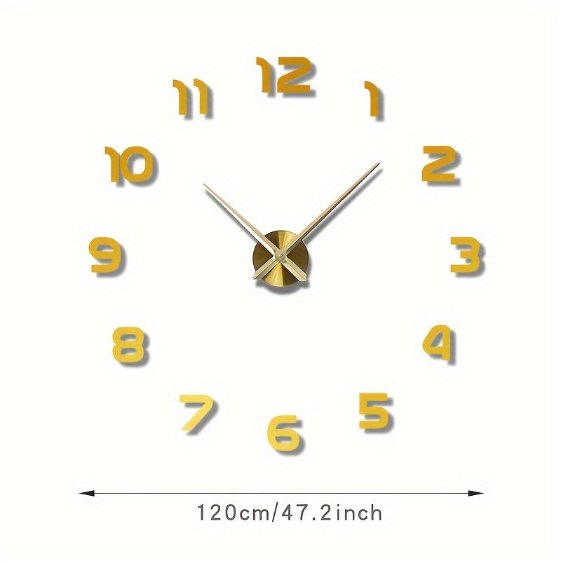 Oversized DIY Wall Clock with Luminous 3D Design, Acrylic Frame, Auto Dimmable
