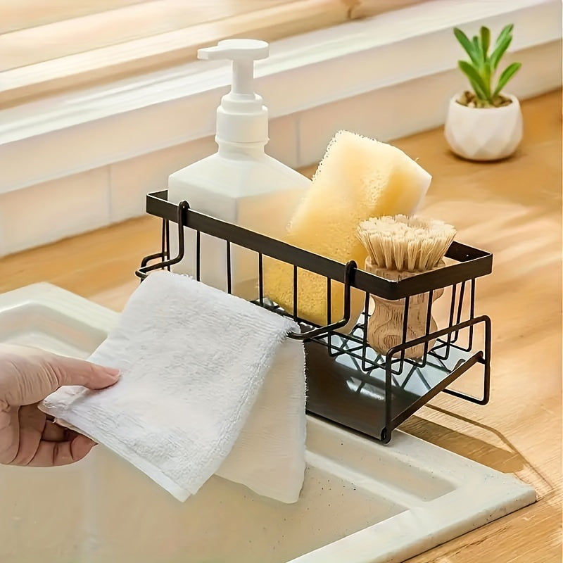 Sink Organizer for Kitchen Sink Caddy with Drainage Slots and Compartments
