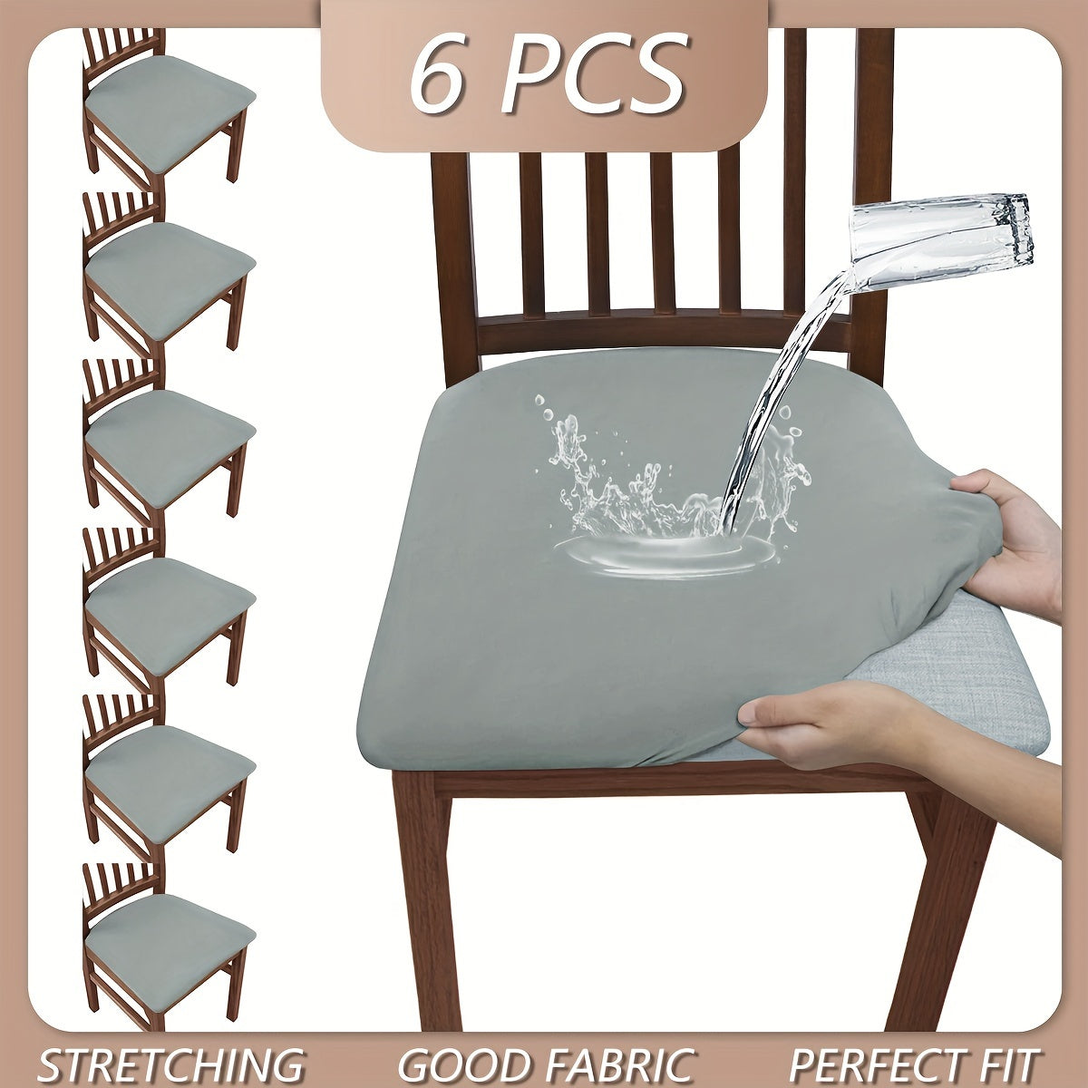 Высокоэластичные чехлы для стульев однотонных цветов, 4 или 6 штук в наборе. Пылезащитные и водоотталкивающие, washable и съемные. Идеально подходят для гостиных, столовых и отелей.