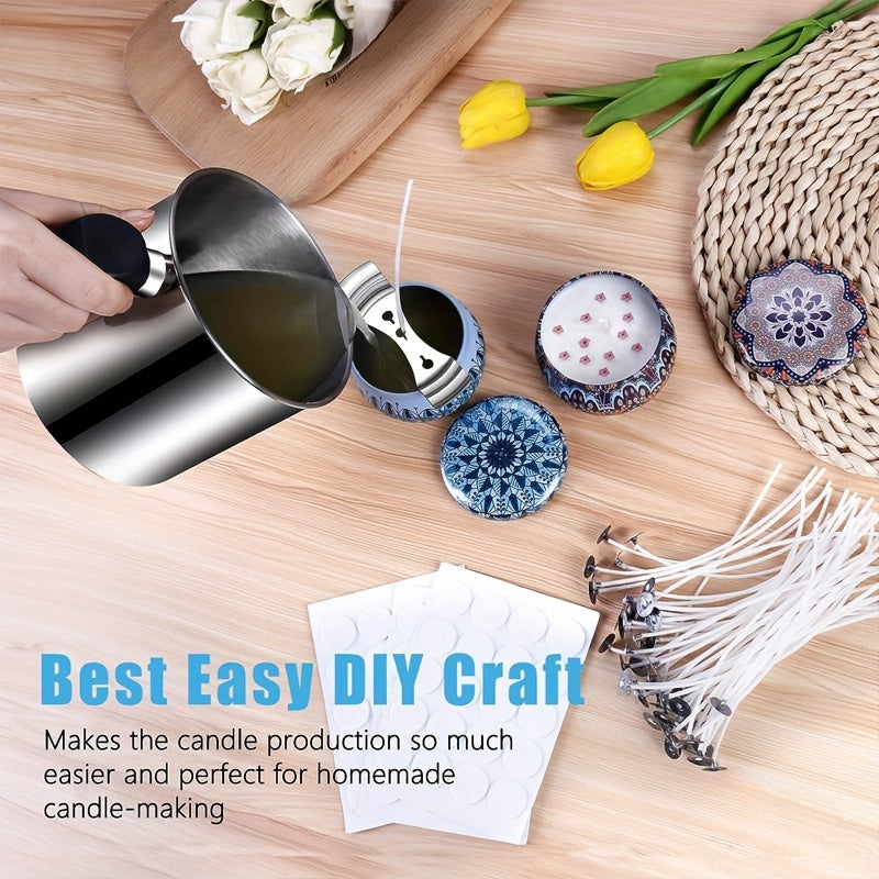 Набор для самостоятельного изготовления свечей с 45 предметами, емкостью 1,3 л, для заливки, воском, фитилями и инструментами