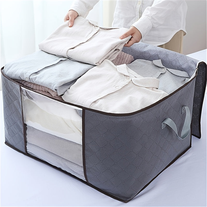 Large Collapsible Clothes and Quilt Storage Bag with Handles for Bedding and Travel