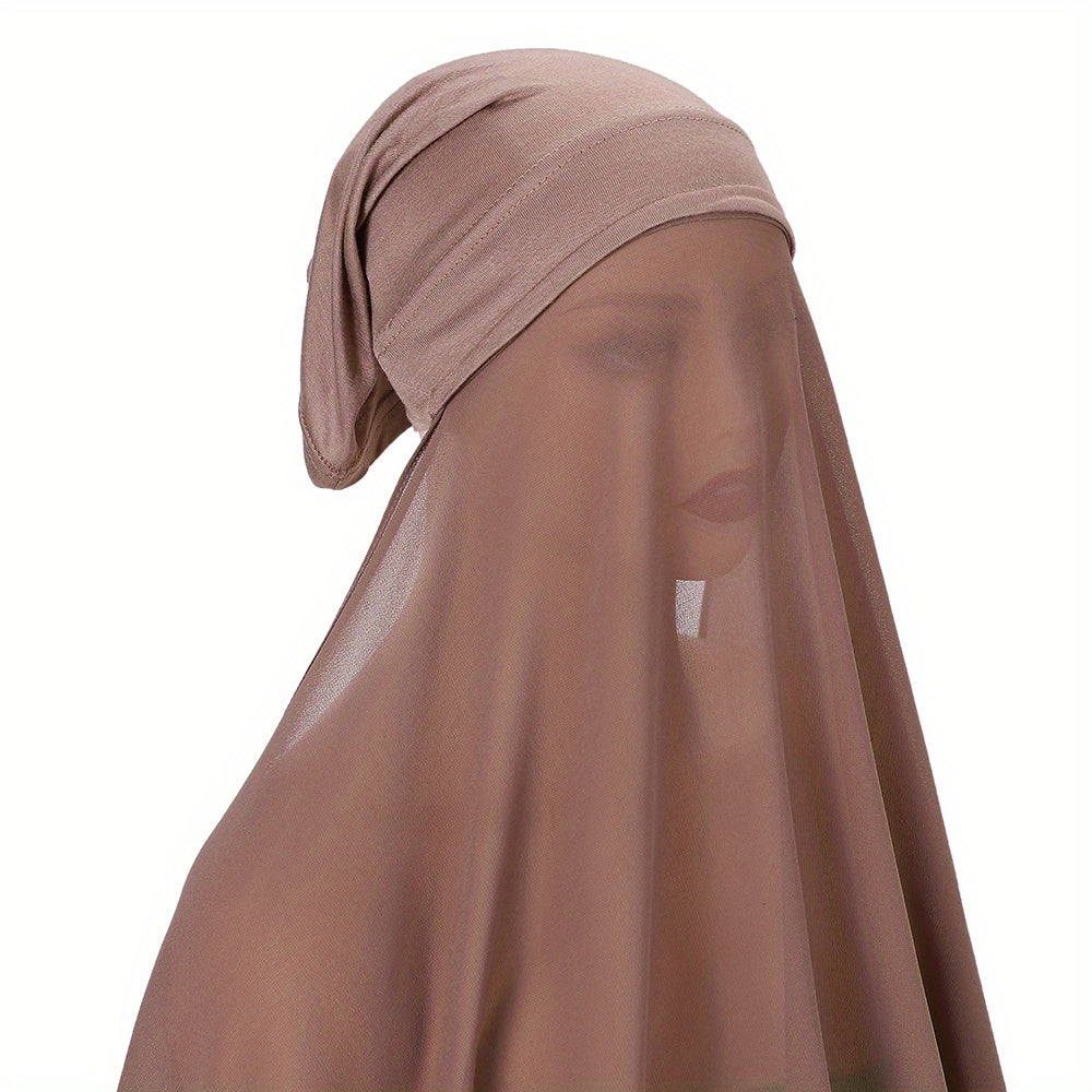 Women's Chiffon Instant Hijab Set with Tube Undercap Lightweight Head Cover