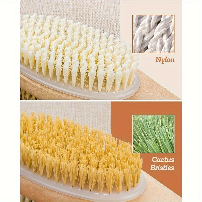 Dry Brush for Sensitive Skin with Long Handle, Natural Bristles, Odorless