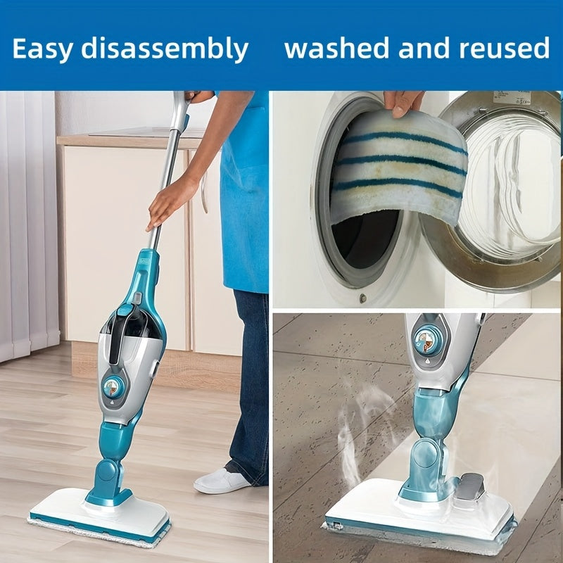 Микрофибровые насадки для паровых швабр, синие и белые, многоразовые, для твердых пород дерева, плитки, ламината