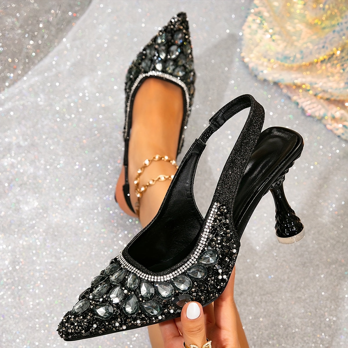 Women's High Heels Golden Silver Pointed Toe Stiletto Dress Shoes