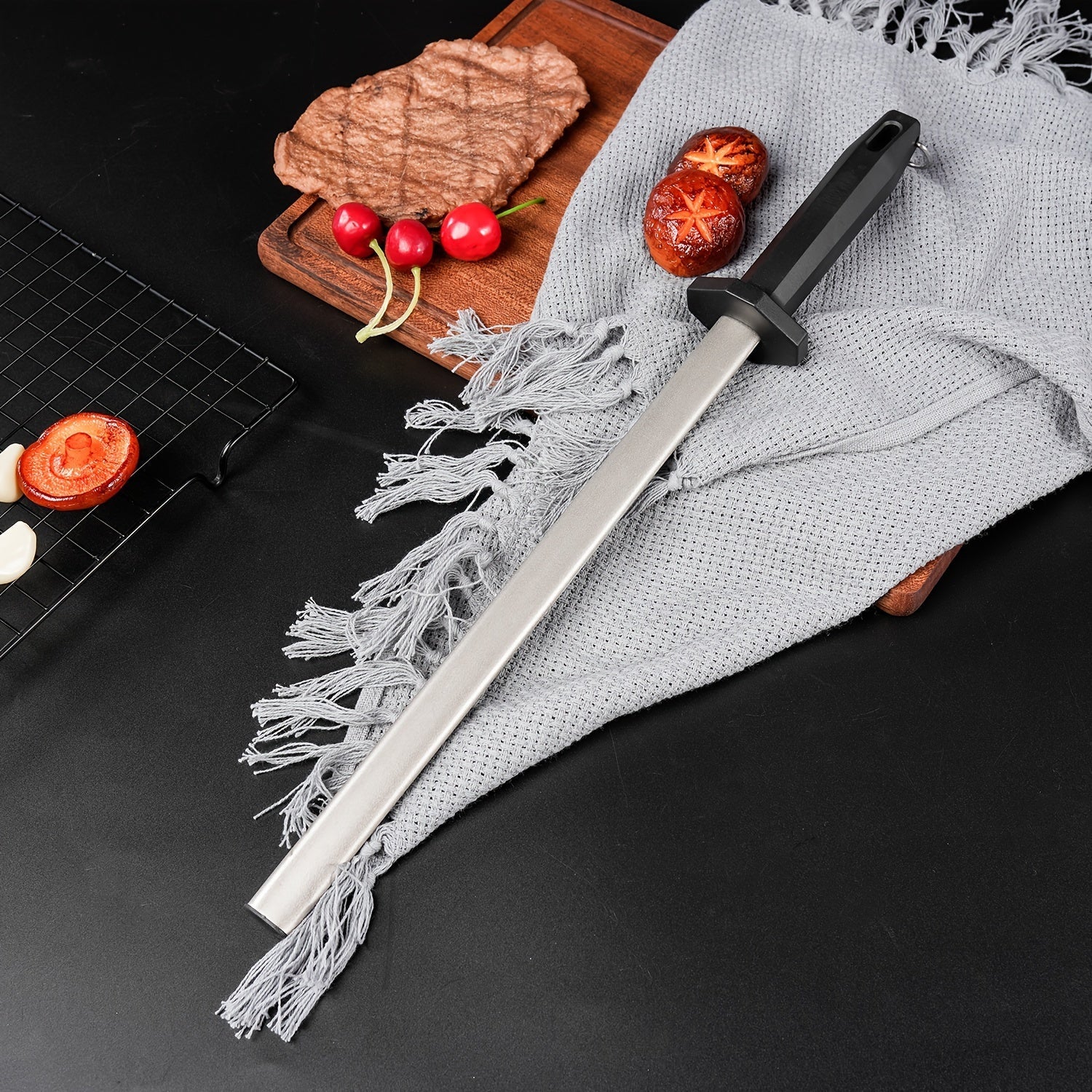 Handheld Stainless Steel Knife Sharpener for Kitchen Knives Medium Grit Manual Honing Stick