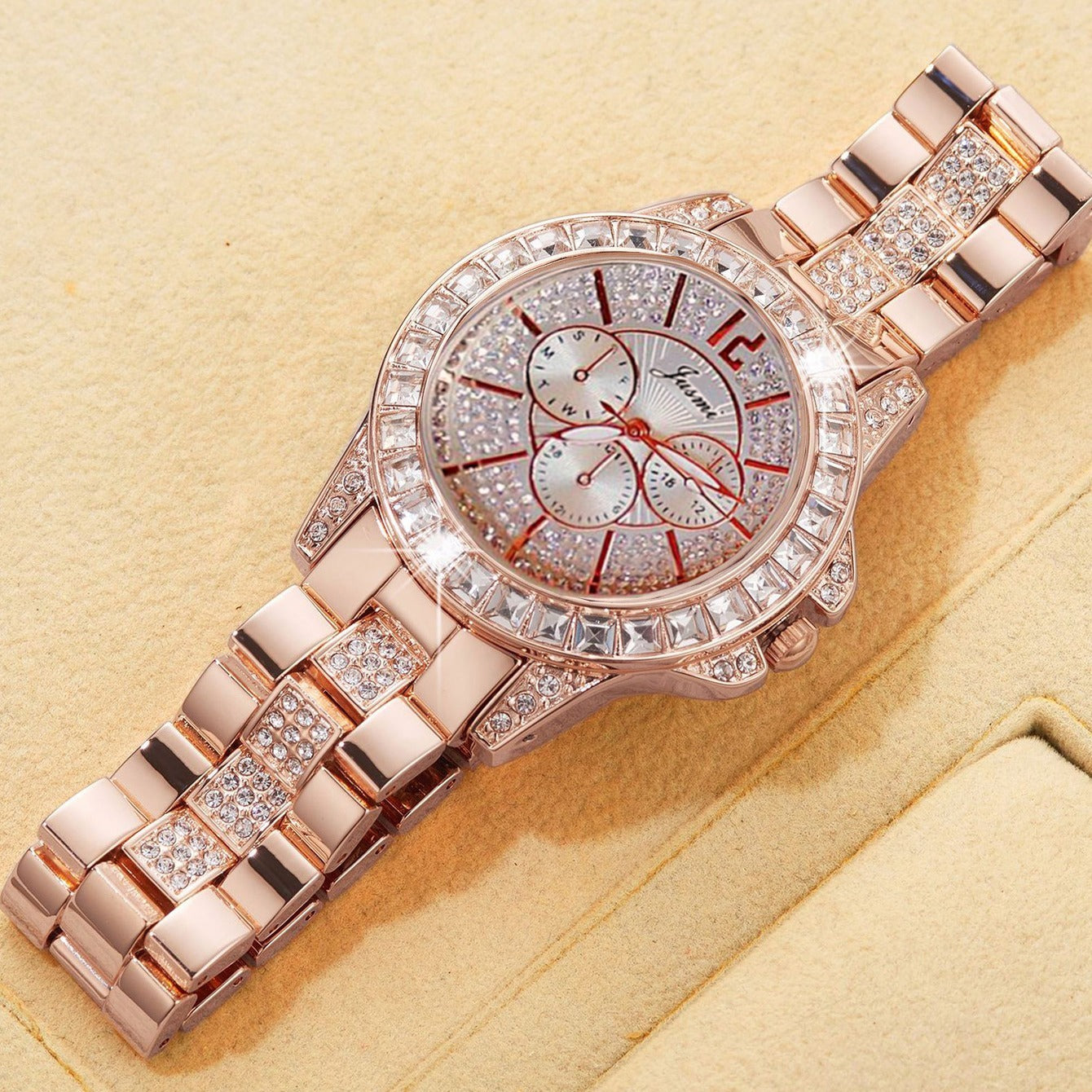 Women's Rhinestone Steel Watch with Adjustable Band