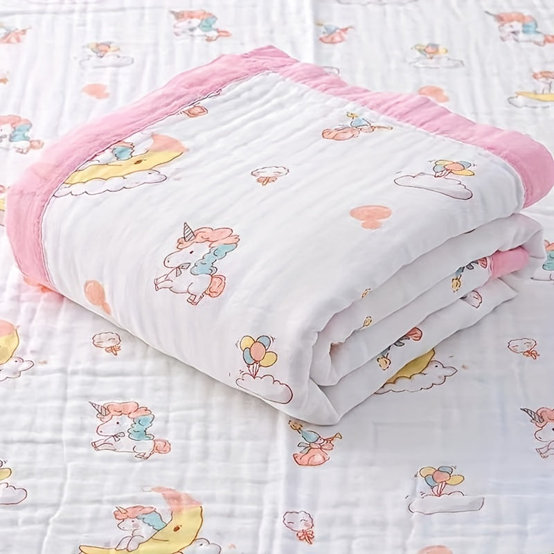Cartoon Animal Design Ultra-Soft Gauze Blanket 109x109 cm for Bath Nap Bed Cover
