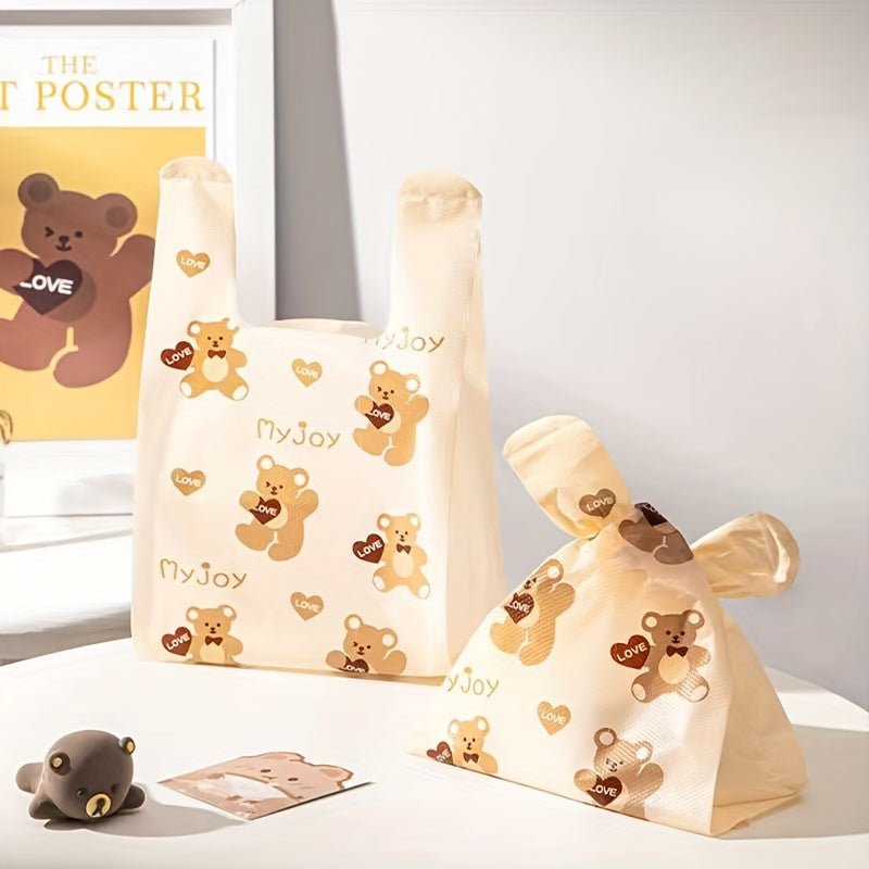 25/50 Pieces Thick Gift Bags with Teddy Bear Pattern for Weddings and Parties