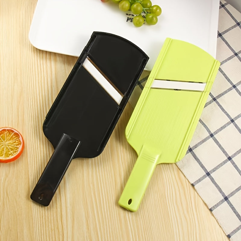 Handheld Mandoline Slicer with Stainless Steel Blade Compact Plastic Fruit and Vegetable Cutter Ergonomic Grip No Electricity Needed