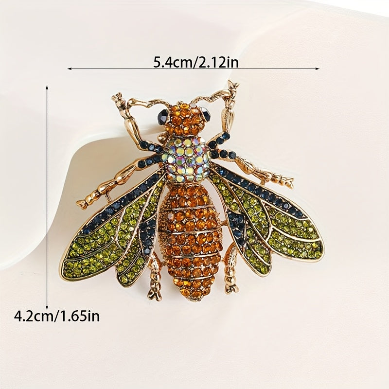 Ajoyib hasharot broshasi, vintage uslubidagi dizayn va porloq rhinestone'lar bilan - rasmiy kiyimlar uchun nozik hayvon pin