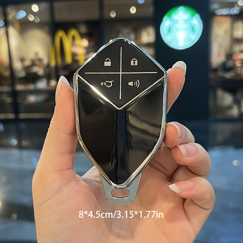 Universal TPU avtomobil kaliti qopqog'i uzoq masofali kalit uchun, olmos bilan bezatilgan kalit zanjiri bilan