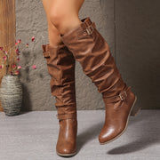 Женские сапоги в стиле Chelsea до колена из искусственной кожи однотонные всесезонные