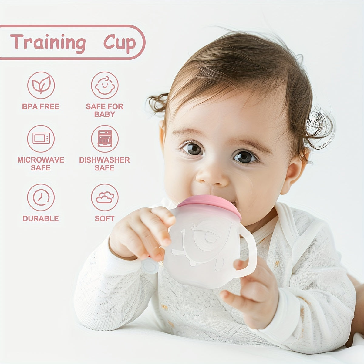 Kids Silicone Sippy Cup with Soft Spout and Easy-Grip Handles BPA-Free for Camping Milk Water
