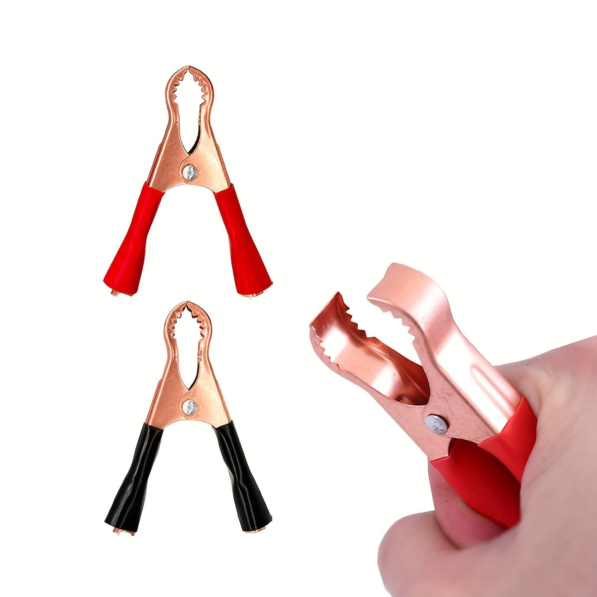 4Pcs 50A Metal Insulated Alligator Clips Black Red Heavy Duty Battery Clamps