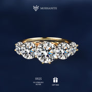 Sterling Silver Moissanite Ring 5 Carats 8-Prong Engagement Wedding Band for Women