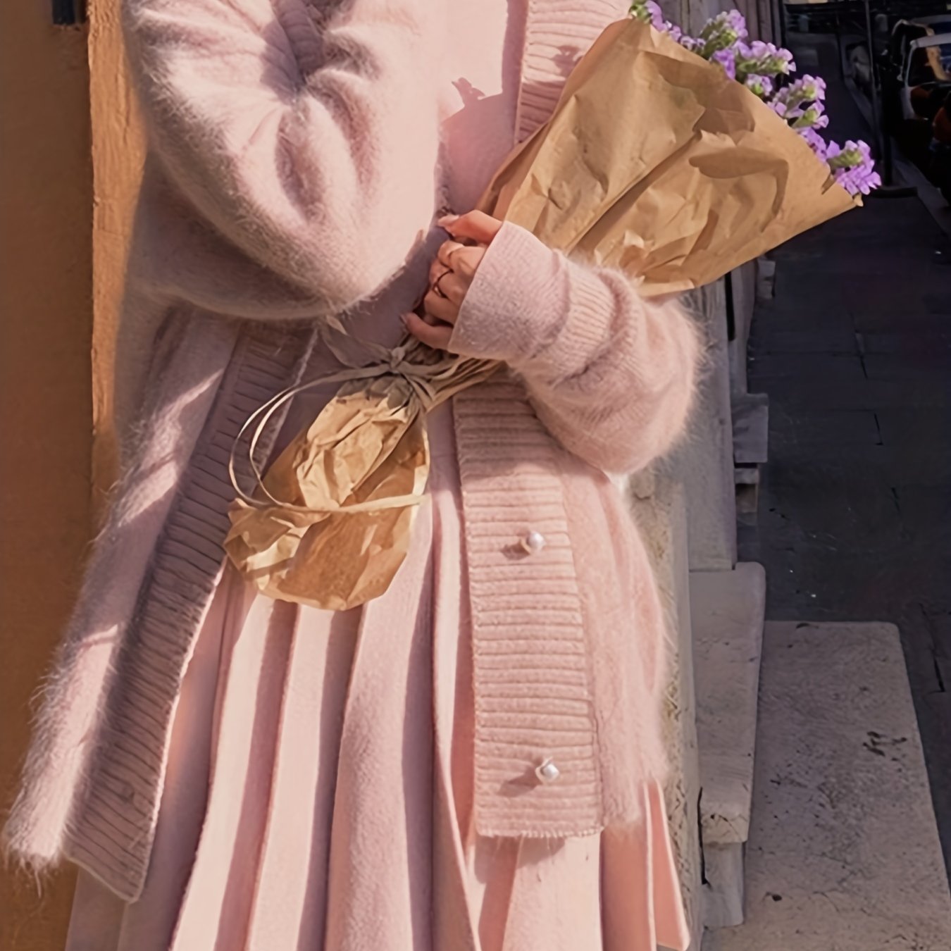 Women's V-Neck Cardigan Fall Winter Long Sleeve Solid Knit Micro Elasticity