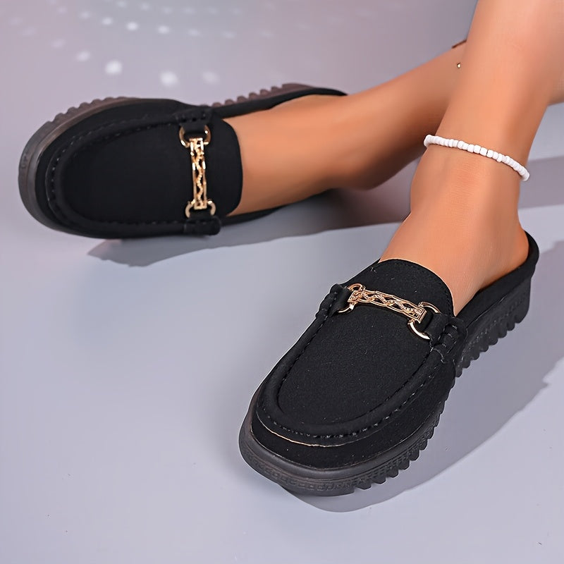 Women's Slip-On Loafers PU Cover Upper TPR Sole Casual Flats Black Brown Light Brown