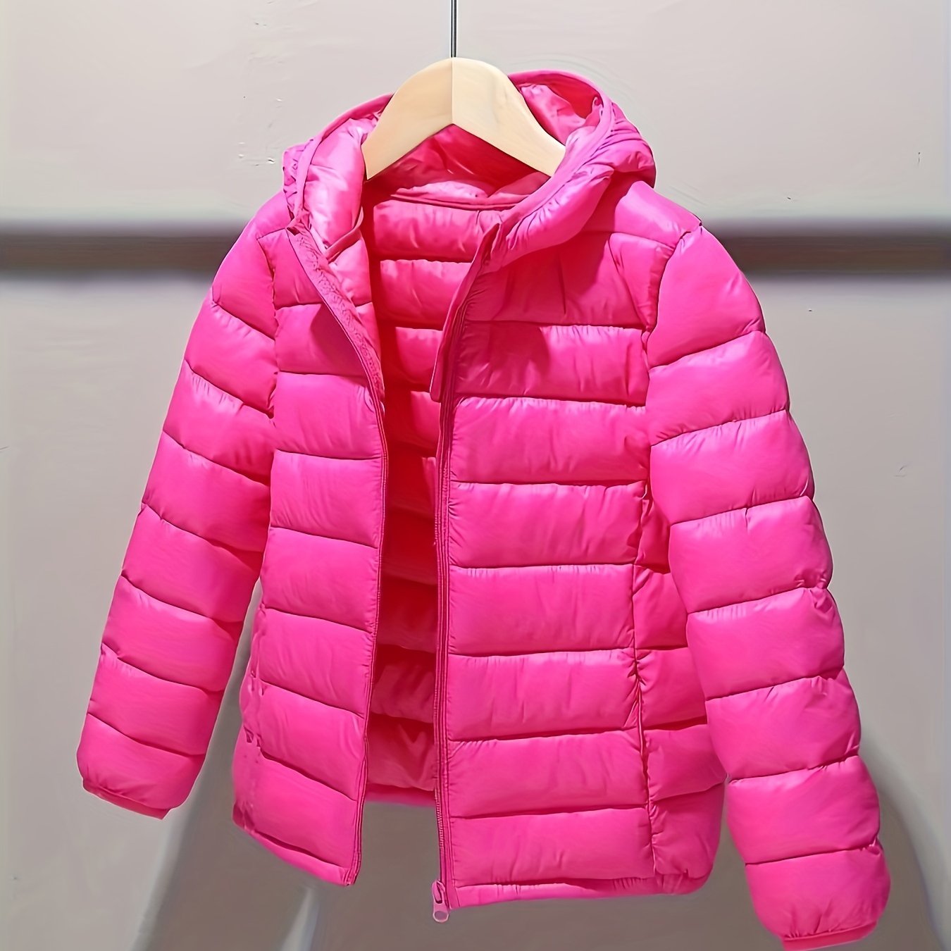 Girls Hooded Coat for Autumn Winter Casual Solid Polyester Regular Fit