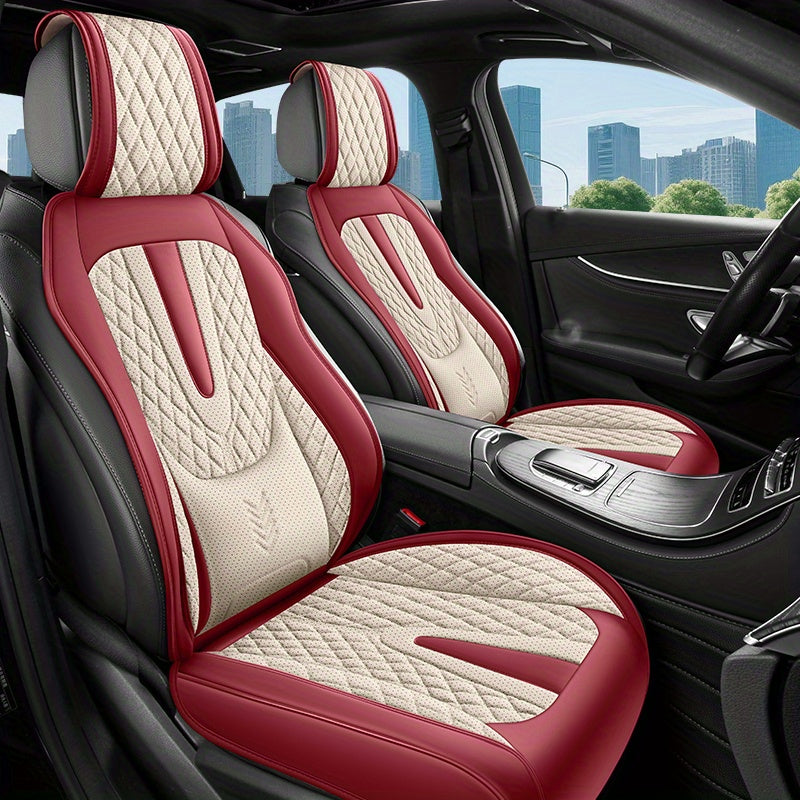 All-Season Faux Leather Car Seat Cover Breathable Dirt-Resistant for 5-Seater