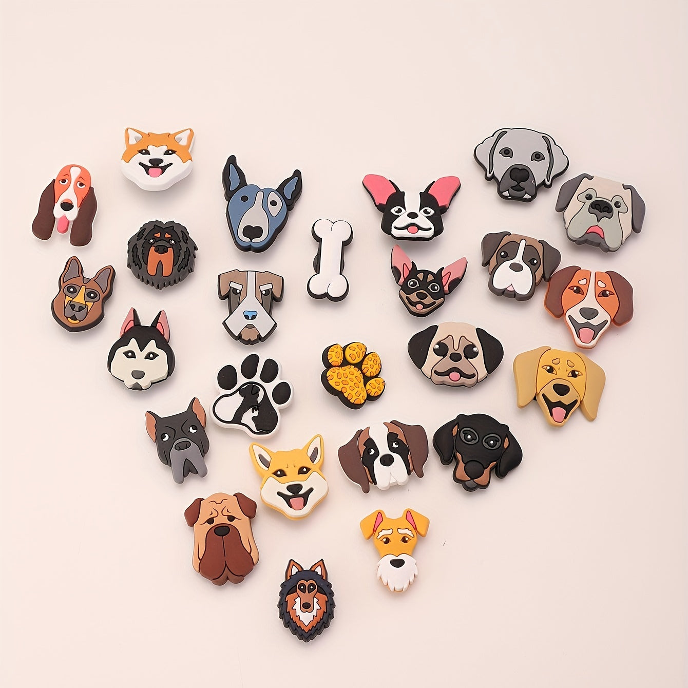 39 Pcs Vibrant PVC Dog Charms for Sandals, Assorted Cartoon Canine Designs
