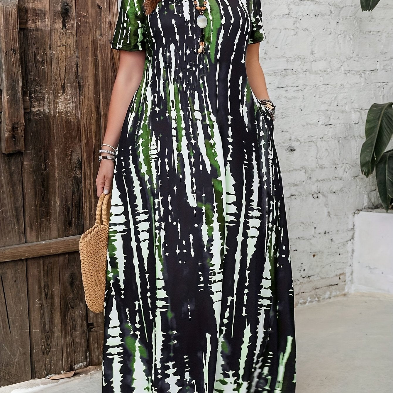 Plus Size Tie Dye Maxi Dress for Women Casual Spring Summer Long Length