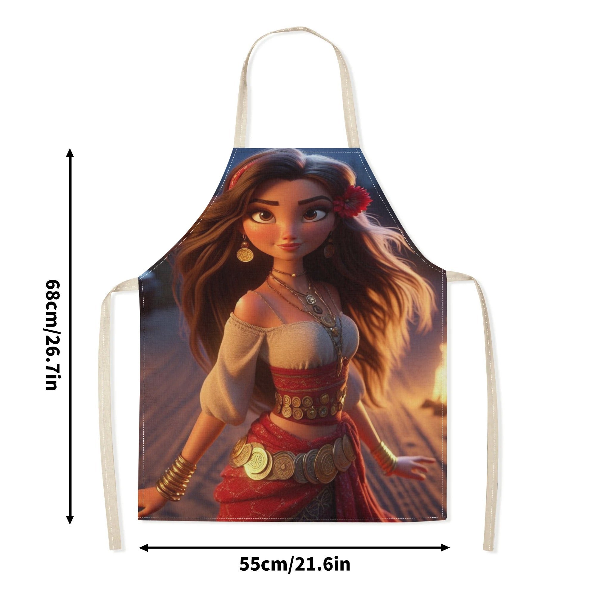 Waterproof Elsa Apron Polyester Floral Pattern for Kitchen Restaurant Hotel Use