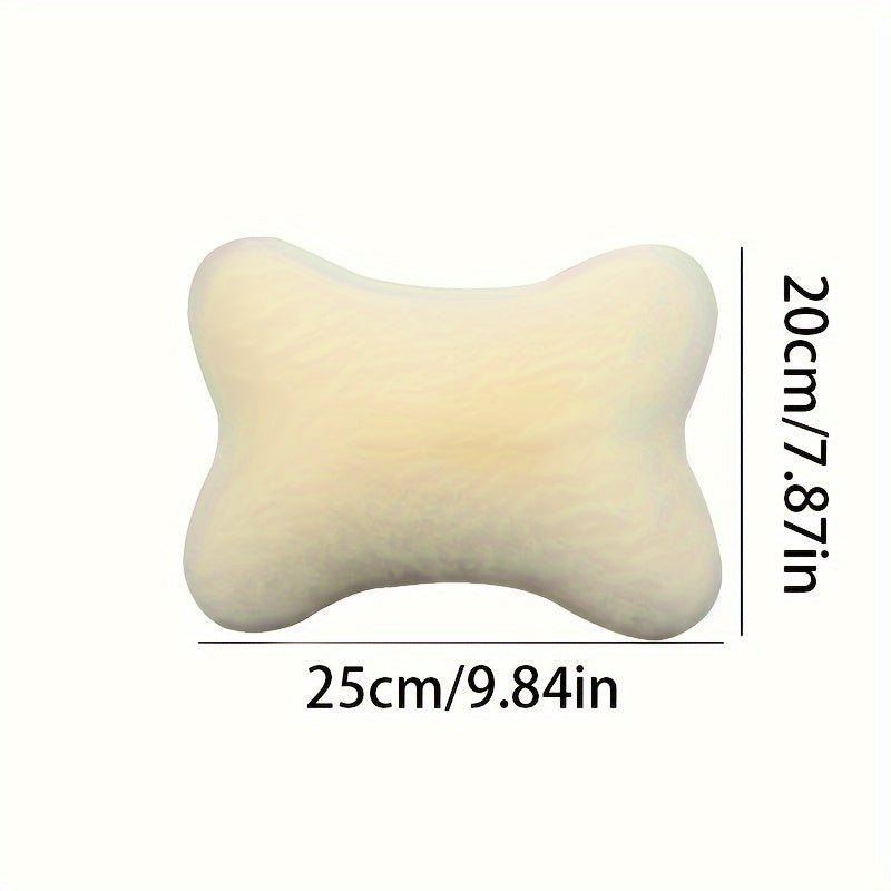 Car Headrest and Lumbar Pillow Pink Plush All-Season Neck and Lower Back Support