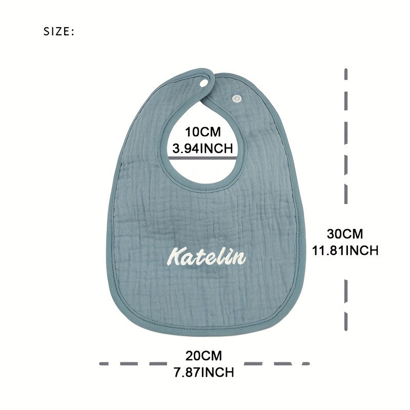 Set of Four Personalized Baby Bibs Soft Breathable Absorbent Adjustable Snap