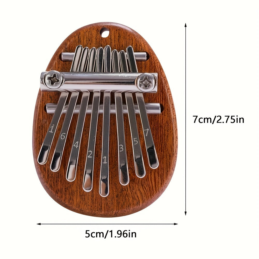 Mini Kalimba Thumb Piano for Beginners and Music Lovers Light Brown Wood 8 Keys Gift for Eid Al-Adha