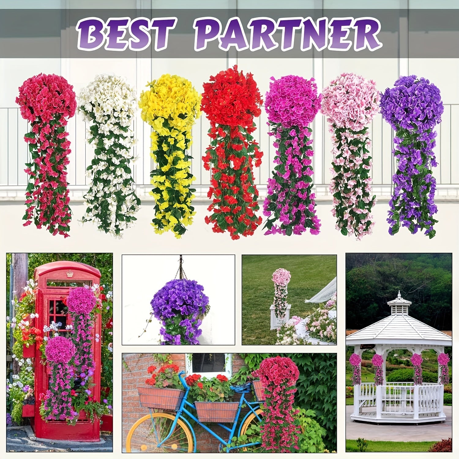 2pcs Violet Ivy Artificial Flowers for Outdoor and Wedding Decor