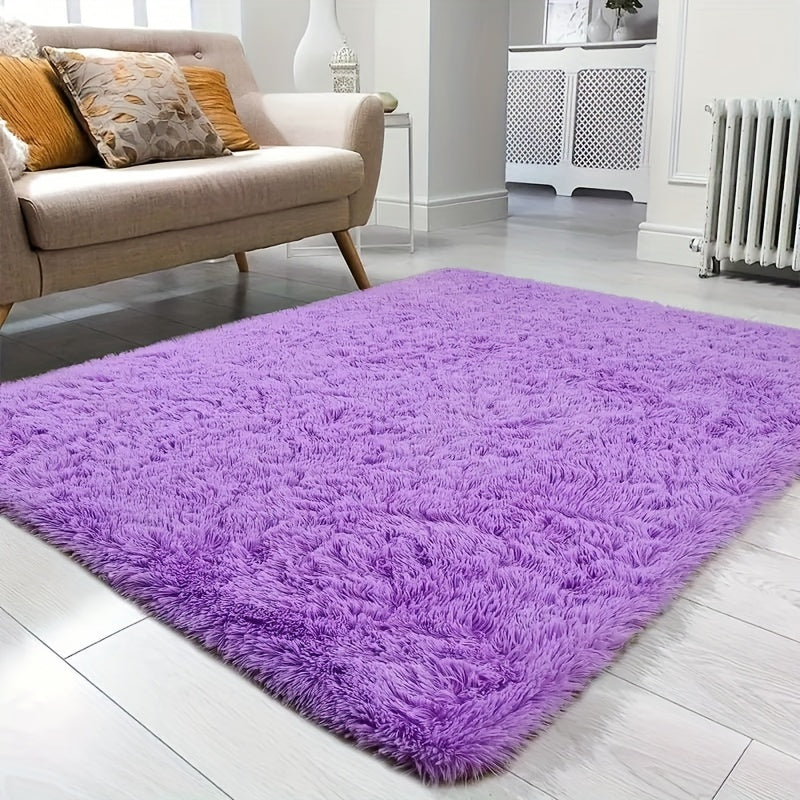 Purple Shag Area Rug Non-Slip Soft Easy to Maintain for Living Room Bedroom
